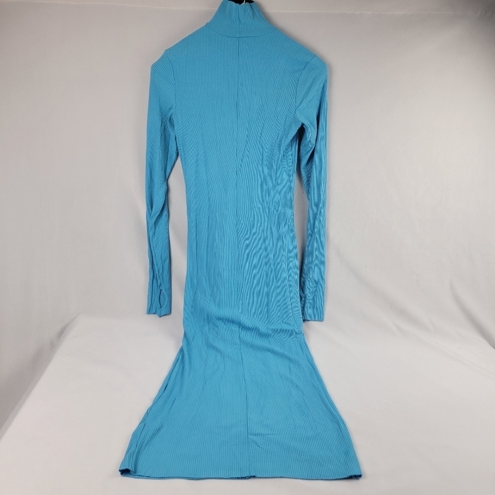NWOT Monkl ribbed thumbhole longsleeve mockneck midi bodycon dress - Picture 5 of 7